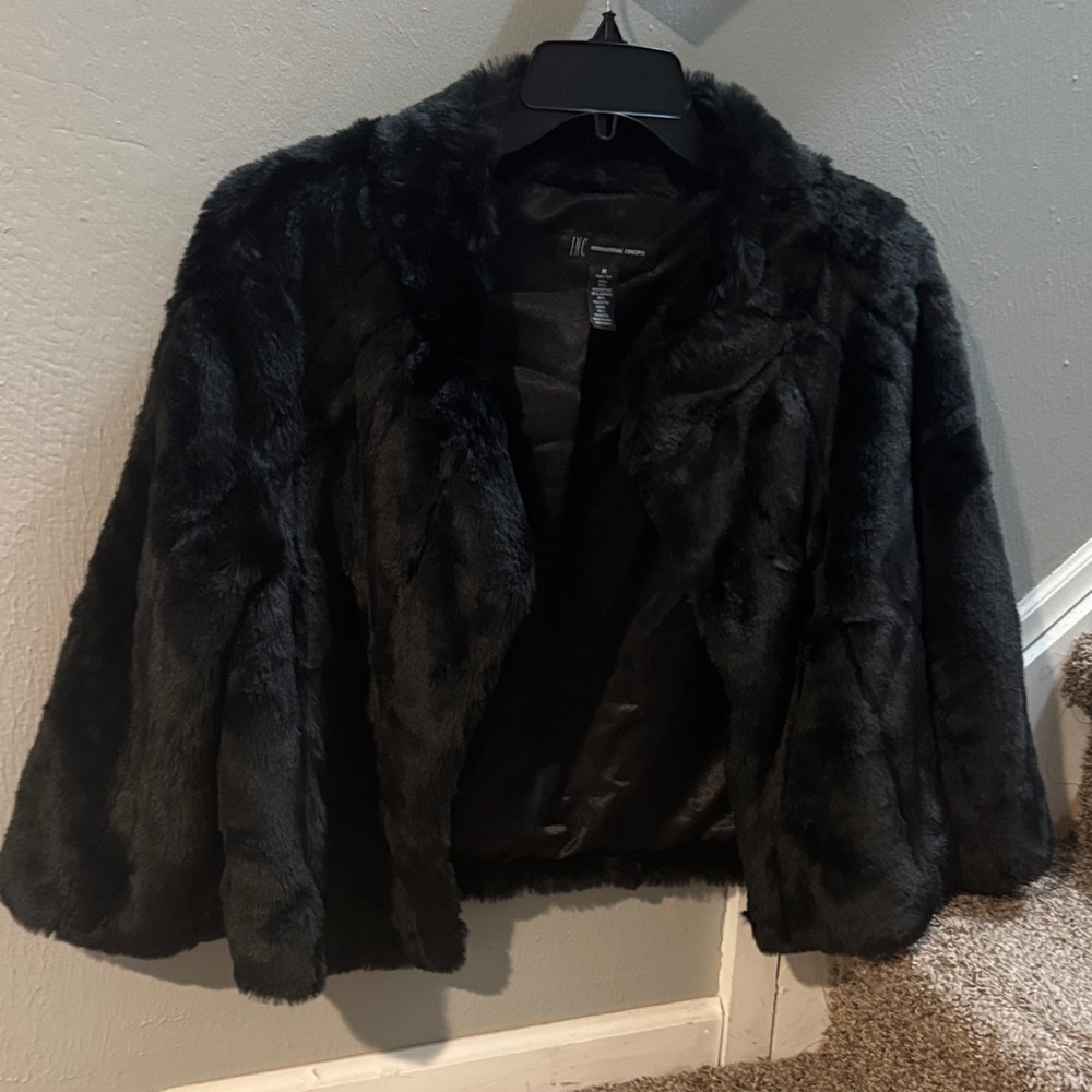 INC International Concepts Black Teddy Jacket